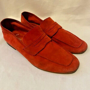 Kenneth Cole Red Soft Suede Mens 10 Dean Unlined Slip On Penny Loafer Shoes